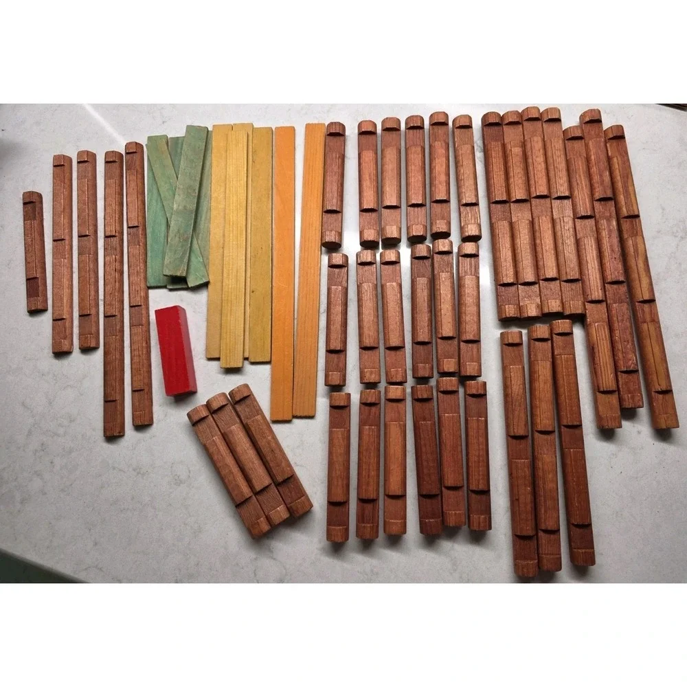 Vintage Lincoln Logs Building Set Lot 100+ Pieces Wood Logs Roof Parts Mixed Lot